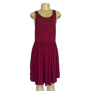 NWT WNEEDU Midi A-Line Causal Burgundy Size Medium Woman's Dress